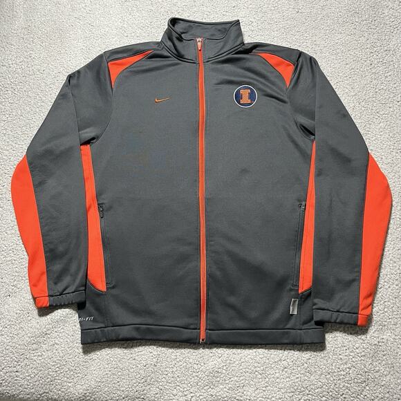Fighting Illini Jacket Mens Medium Nike University Illinois Swoosh NCAA Full Zip - Picture 1 of 13